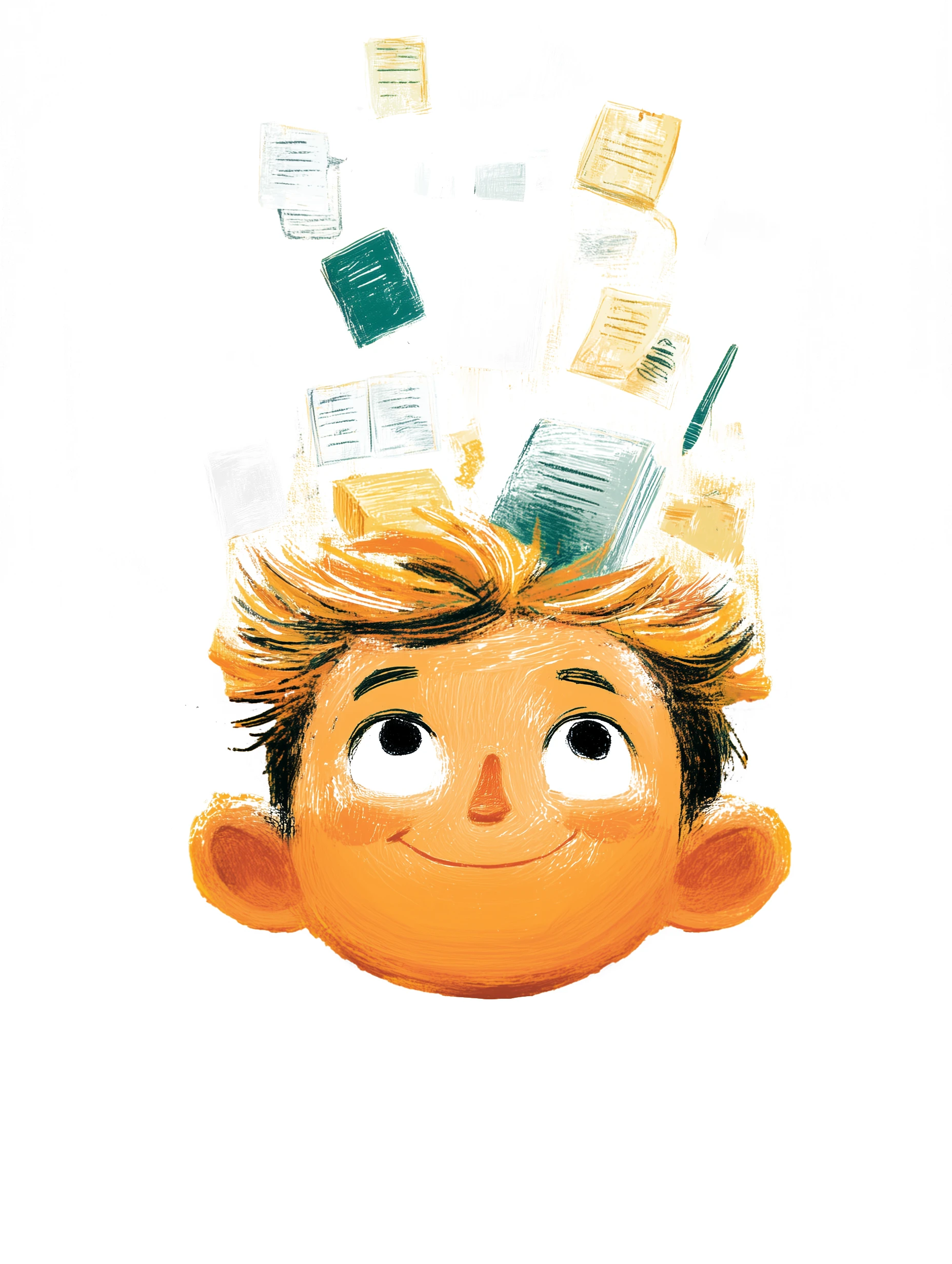 Illustrazione di un bambino con materiale scolastico